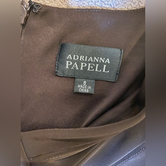 ADRIANNA Papell brown Pleated Jersey Sheath Dress – size 8 NWT - Picture 5 of 5